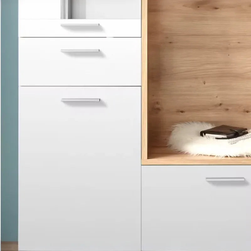 Meuble d'entrée compact imitation chêne & blanc