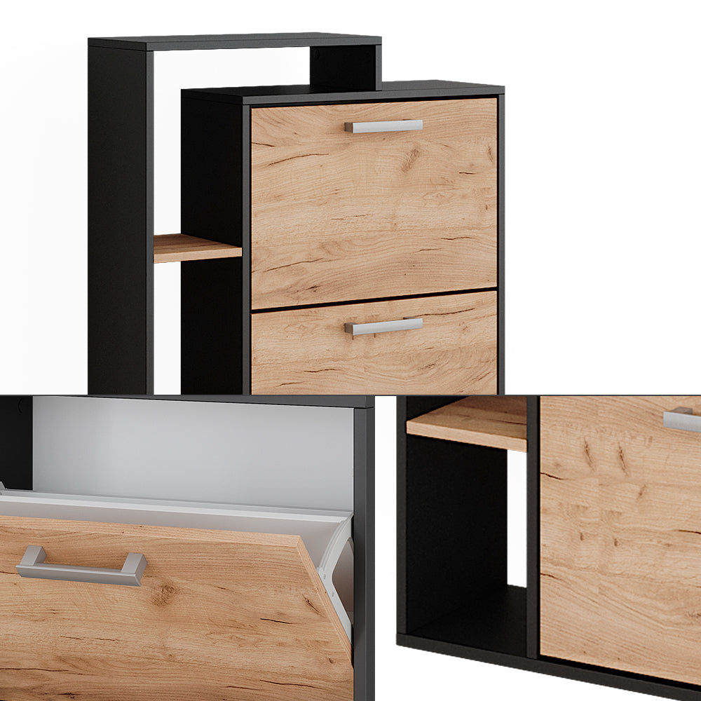 Meubles à chaussures noir & bois clair 3 compartiments
