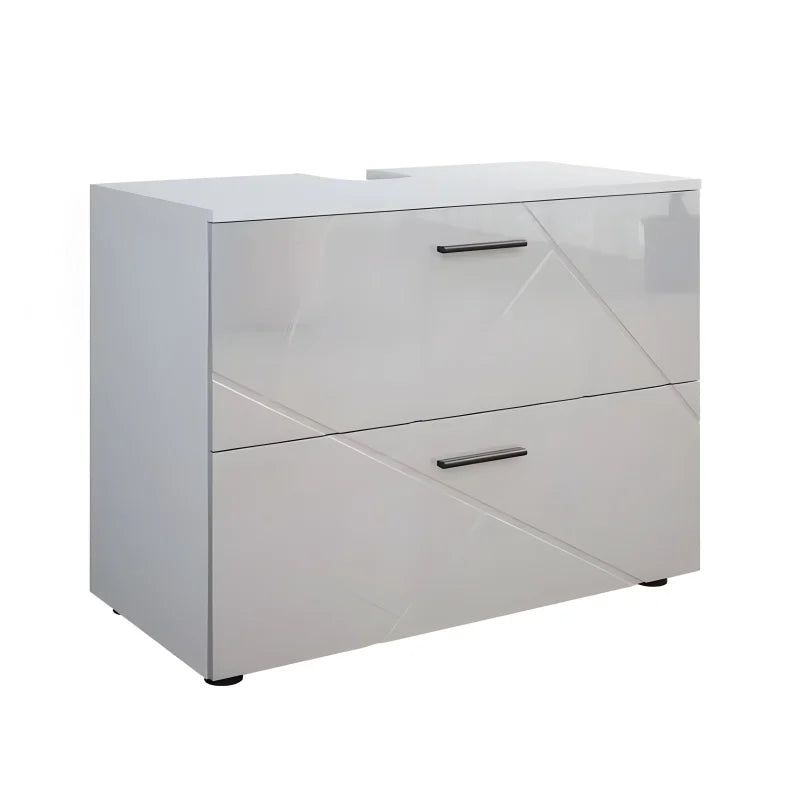 Meuble sous vasque simple blanc brillant