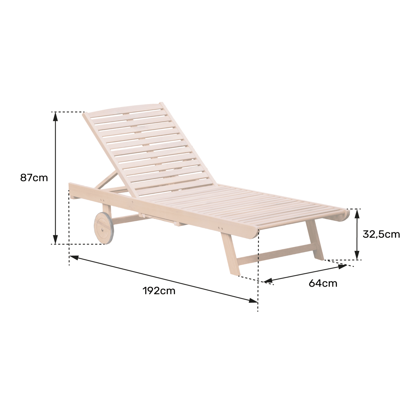 Bain de soleil pliant en acacia - coussin gris