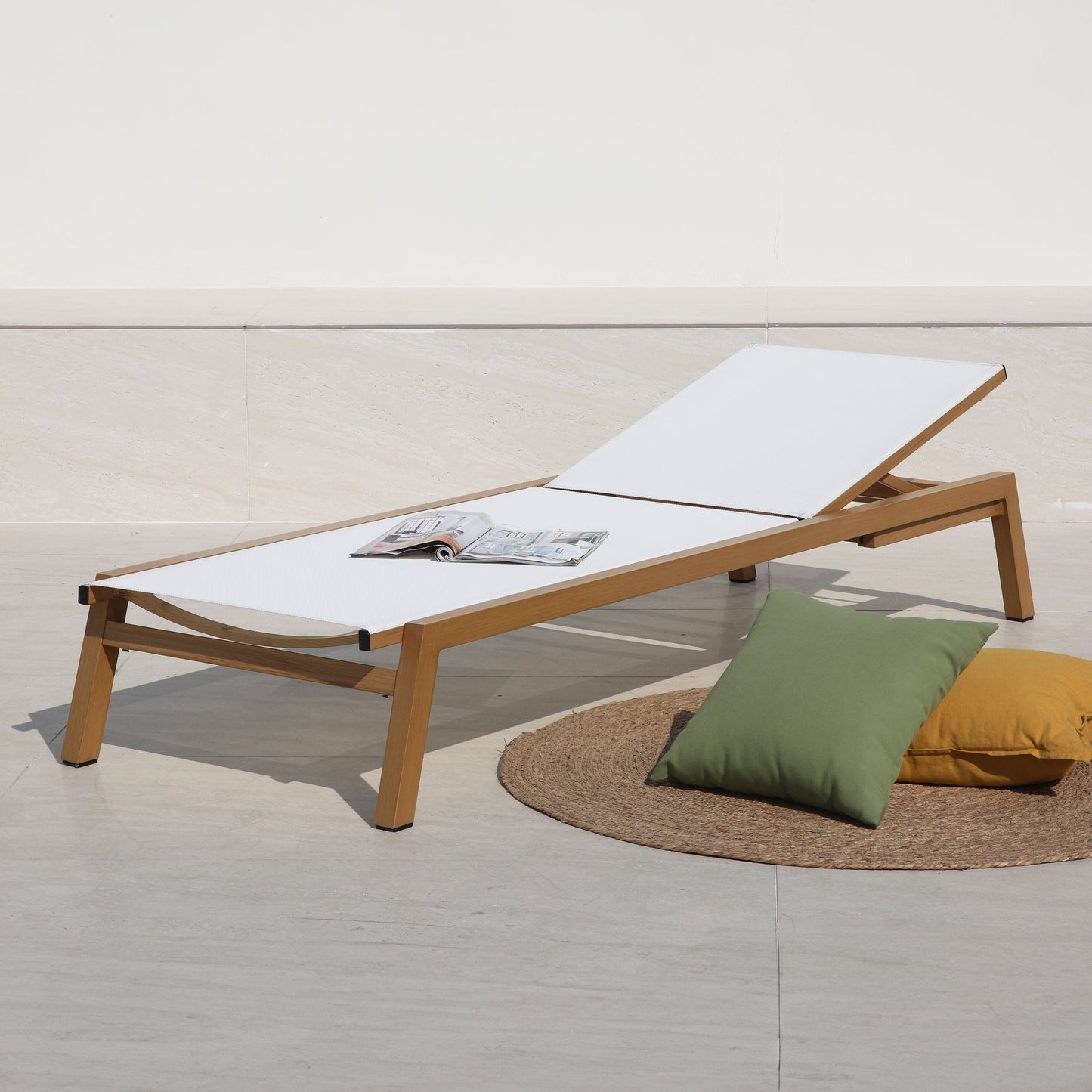 Bain de soleil aspect bois/crème