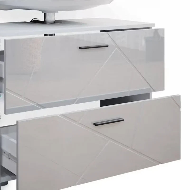 Meuble sous vasque simple blanc brillant