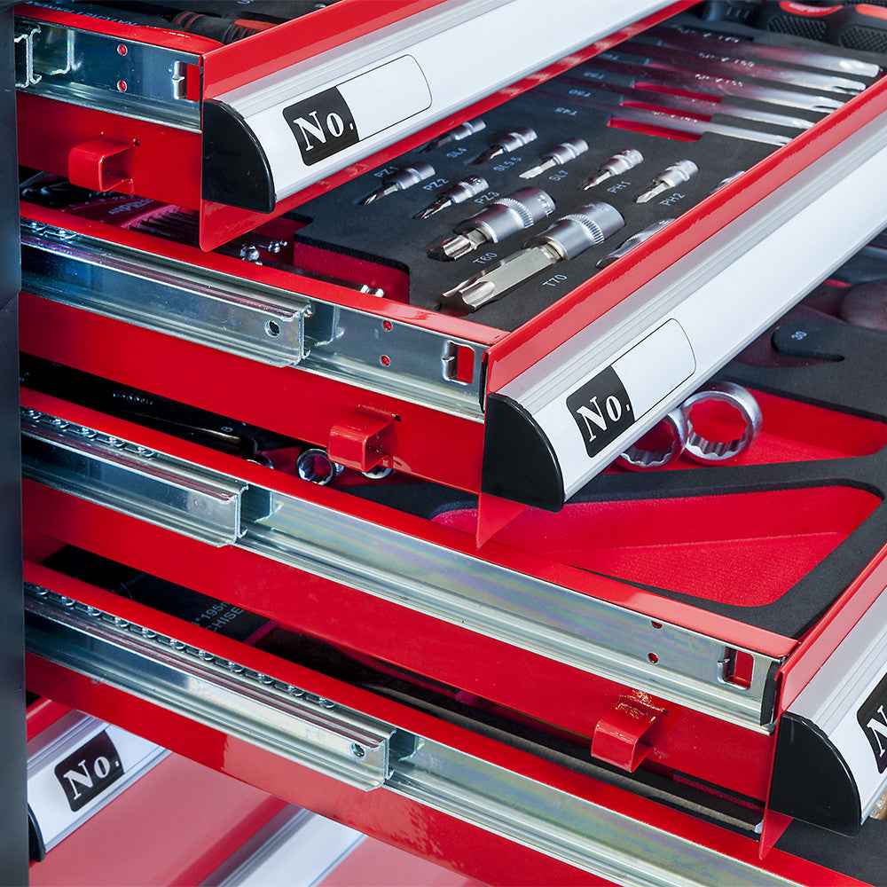 Petite Servante d'Atelier Complète - 7 Tiroirs - 217 Outils à Main