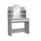 Coiffeuse grise à led - table de maquillage 2 tiroirs