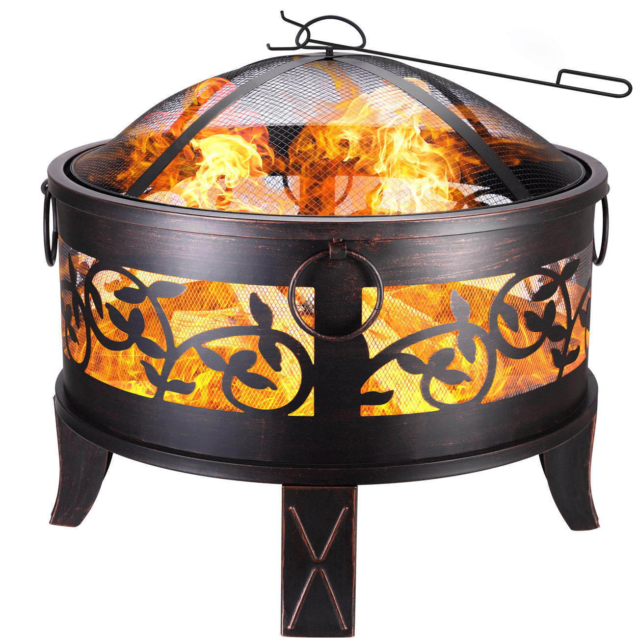 Brasero de jardin en acier rond Ø 66 cm noir et bronze