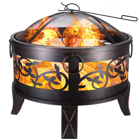 Brasero de jardin en acier rond Ø 66 cm noir et bronze