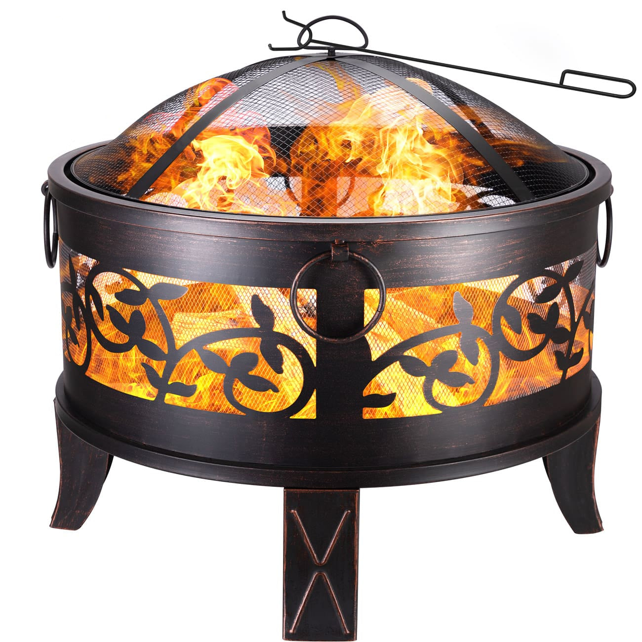 Brasero de jardin en acier rond Ø 66 cm noir et bronze