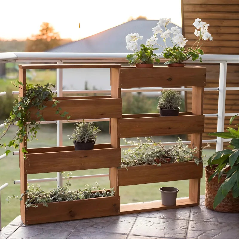 Etagère à Plantes Murale en Bois - 6 Bacs