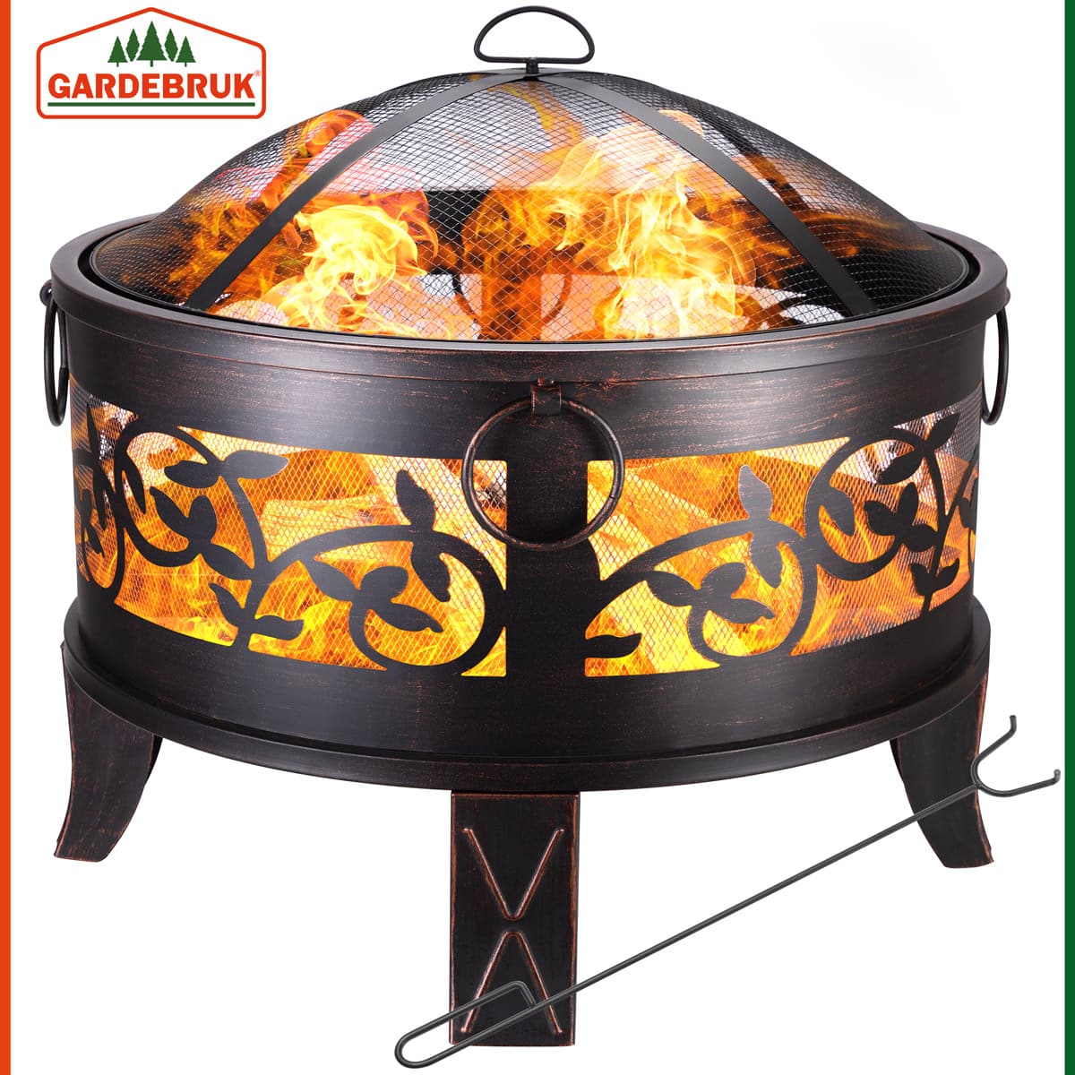 Brasero de jardin en acier rond Ø 66 cm noir et bronze