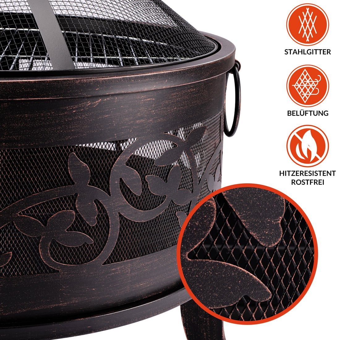 Brasero de jardin en acier rond Ø 66 cm noir et bronze