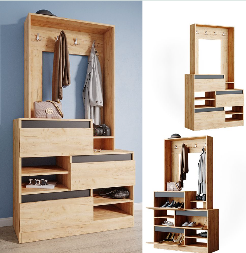 Meuble d'entrée 100 x 180 chêne doré