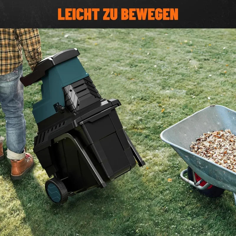 Broyeur de jardin électrique silencieux | rouleau à 8 dents | broie jusqu'à 45mm