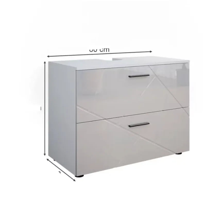 Meuble sous vasque simple blanc brillant