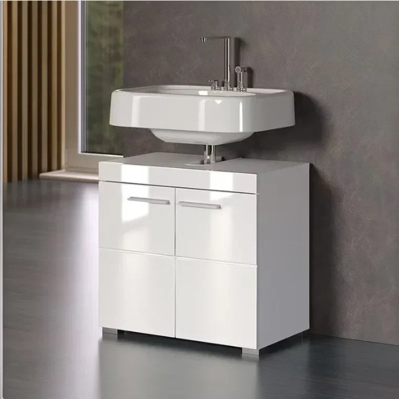 Meuble sous lavabo blanc brillant