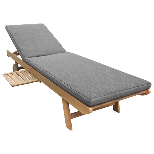 Bain de soleil pliant en acacia - coussin gris