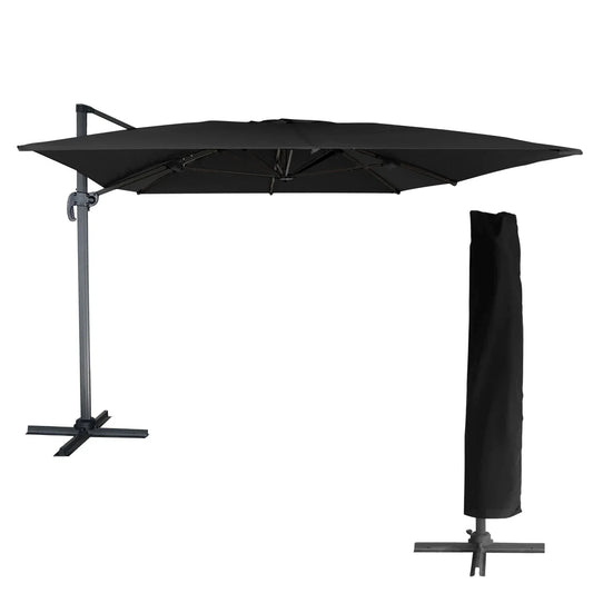 Parasol déporté rectangulaire 3x4 m noir avec housse