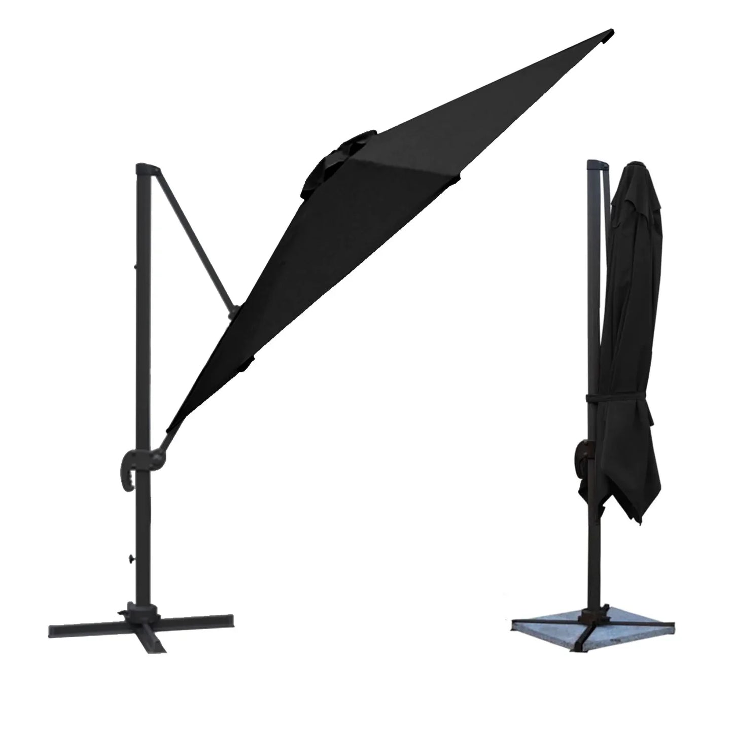 Parasol déporté rectangulaire 3x4 m noir avec housse