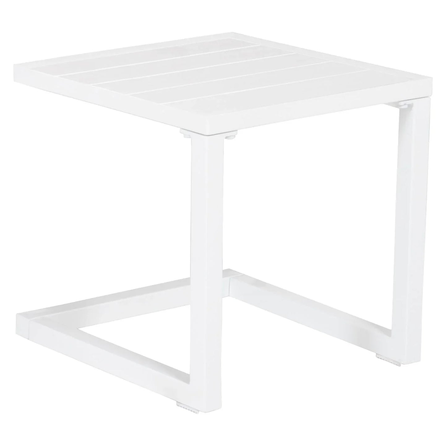 Set de bain de soleil et table d'appoint en textilène taupe - aluminium blanc