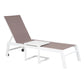 Set de bain de soleil et table d'appoint en textilène taupe - aluminium blanc