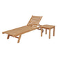 Ensemble de bain de soleil en teck droit avec table d'appoint