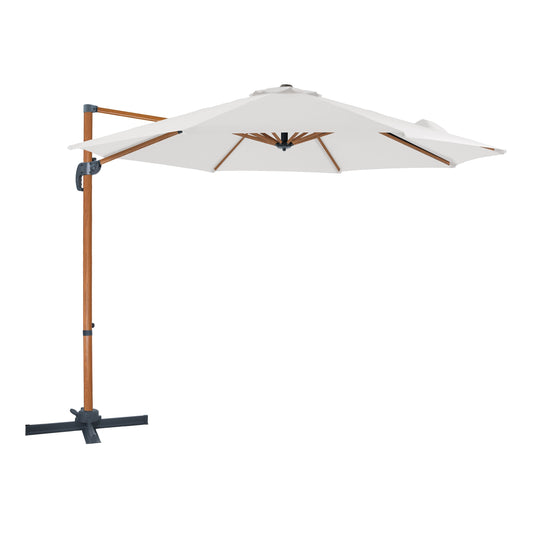 Parasol déporté Ø 300cm Aspect bois/beige