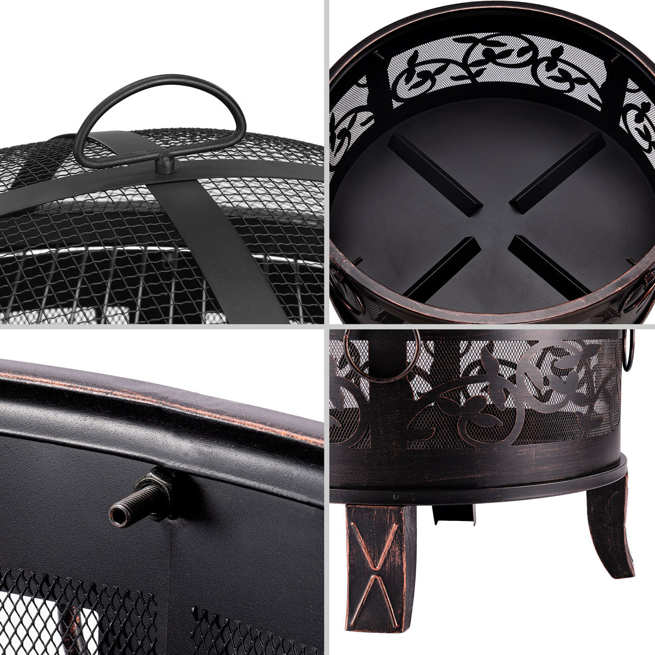 Brasero de jardin en acier rond Ø 66 cm noir et bronze