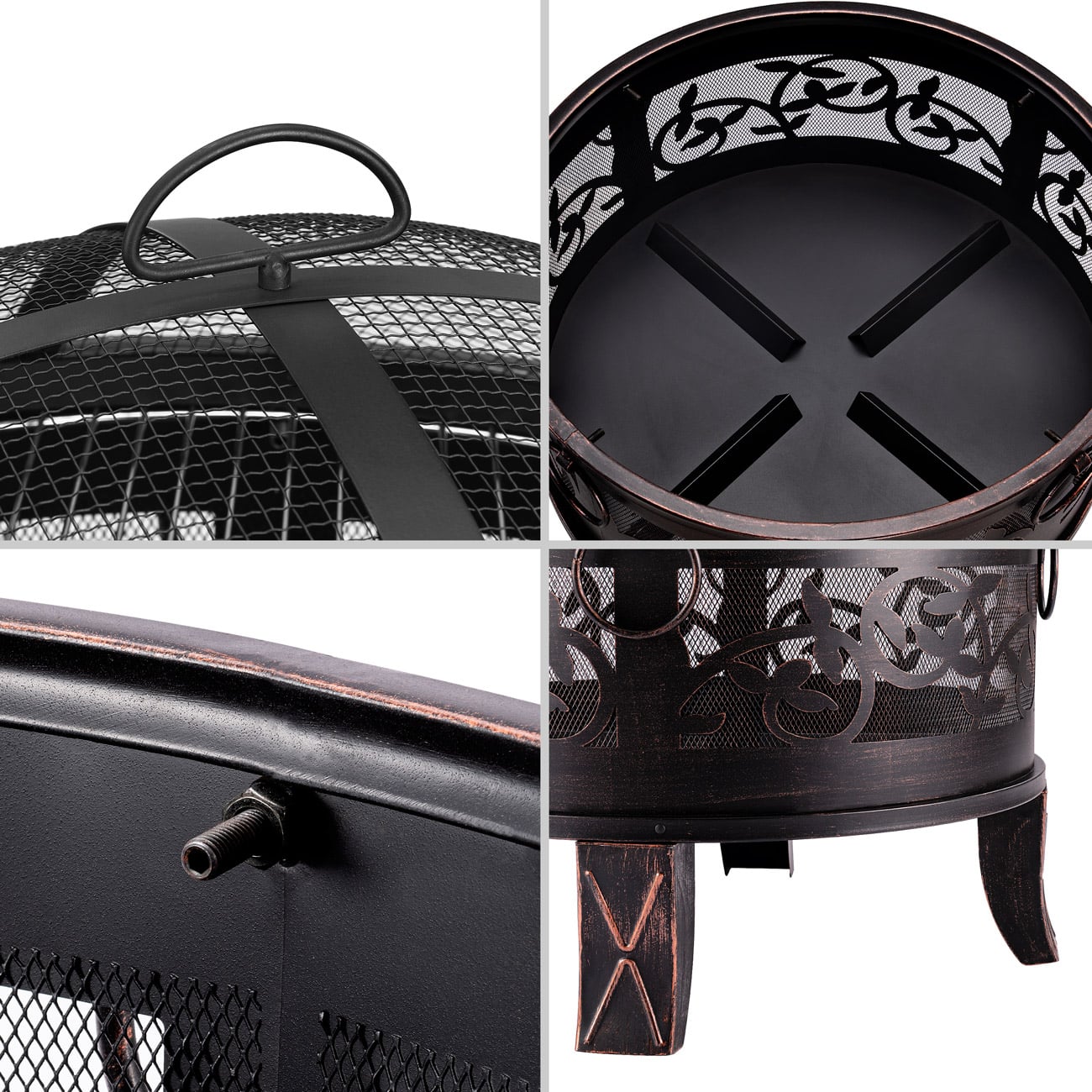 Brasero de jardin en acier rond Ø 66 cm noir et bronze