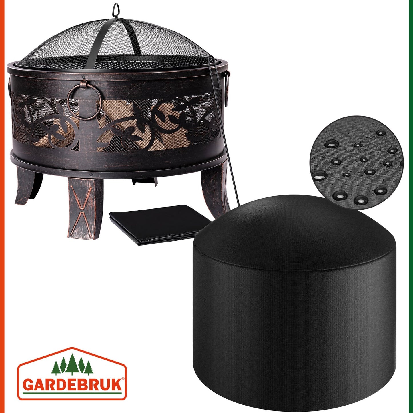 Brasero de jardin en acier rond Ø 66 cm noir et bronze