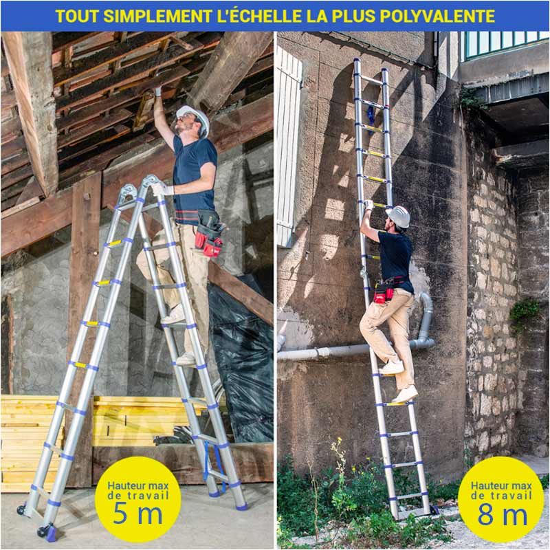 Échelle télescopique portable et pliante Jusqu'à 12m