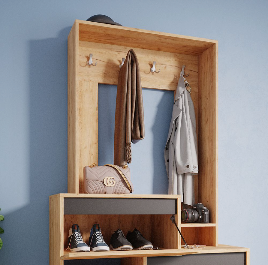 Meuble d'entrée 100 x 180 chêne doré