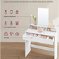 Petite coiffeuse avec miroir - 2 tiroirs - 3 compartiments - blanche