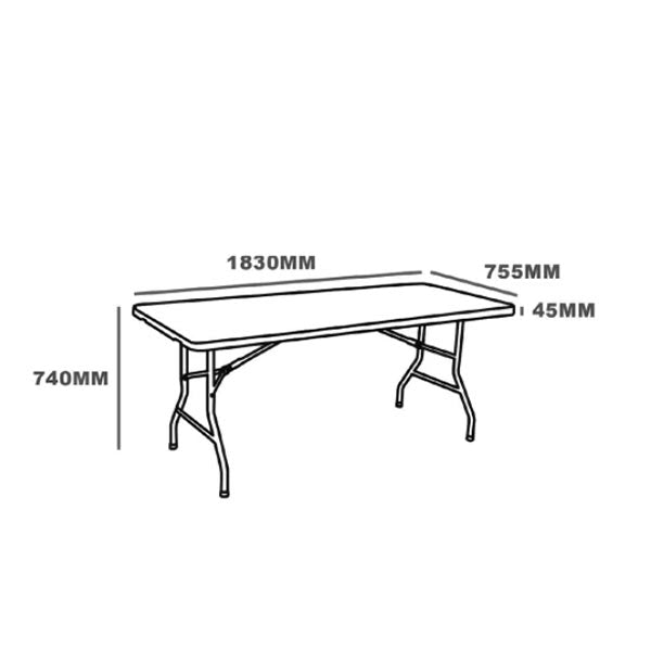 Table de Jardin Pliante 6 Personnes- 183 cm Rectangulaire